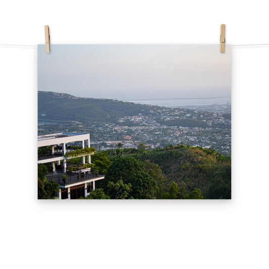 A photo overlooking the city and sea from the hills of Kingston, St. Andrew, Jamaica