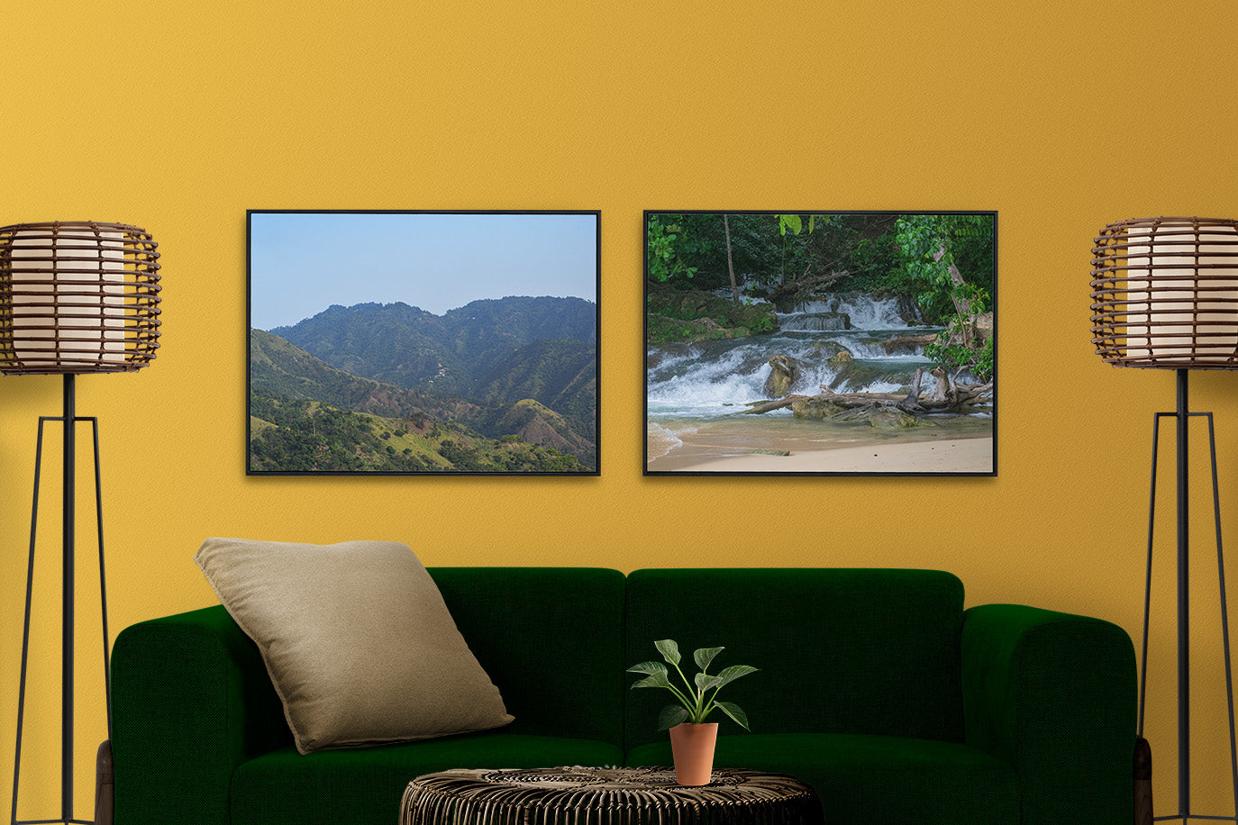 A photo overlooking the stunning hills of Irishtown, St. Andrew, Jamaica. Jamaican art, gallery wall.