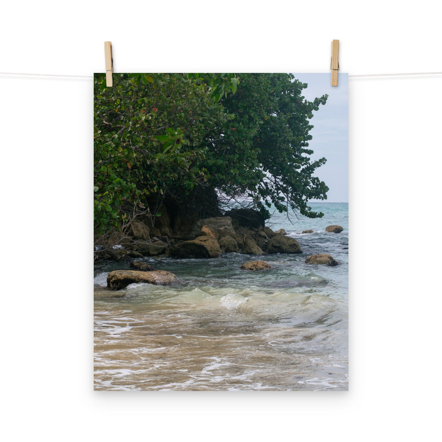 A photo of where the land meets the sea on the beach in Ocho Rios, St. Ann, Jamaica.