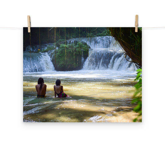 A dreamy photo of a couple with locs relaxing in Y.S. Falls, St. Elizabeth, Jamaica.