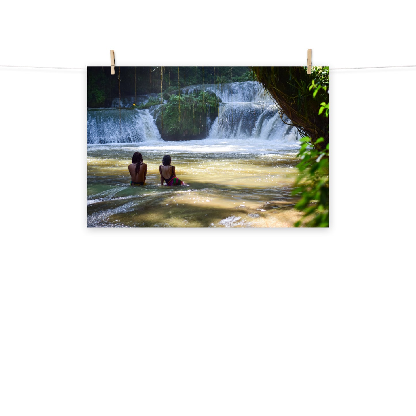 A dreamy photo of a couple with locs relaxing in Y.S. Falls, St. Elizabeth, Jamaica.